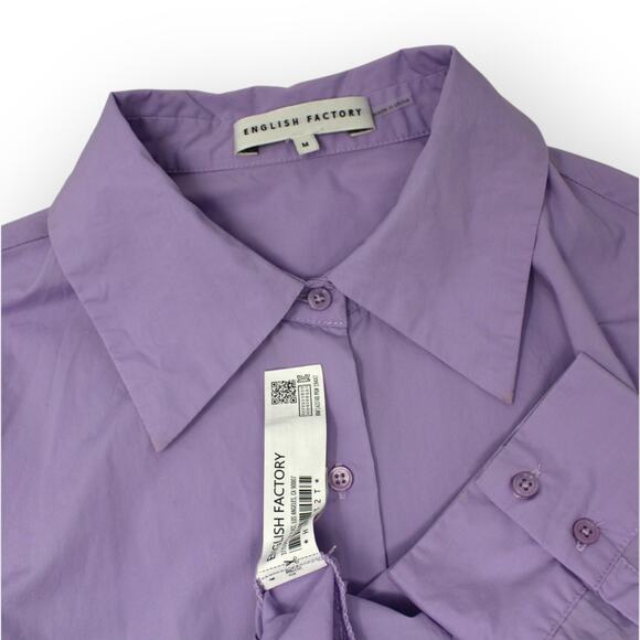 Medium EnglishFactory Cuff Sleeve Accent Collar Poplin Dress Shirt Lavender - Picture 7 of 13